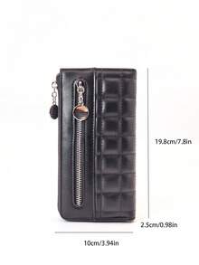 Billetera mini para teléfono, primavera/verano 2026, bolso de mano tipo embrague de moda con patchwork, portacartas multifunción con cierre de cremallera, accesorio de viaje ligero y compacto, regalo para vacaciones - Negro - Ver 4
