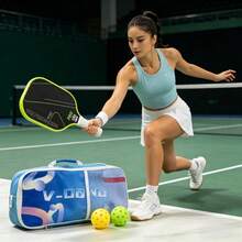 High Quality USAPRO Certified Lightweight Acid-Washed Fiberglass Tennis Racket Set, Includes Tennis Racket Bag + 2 Tennis Balls + 1 Tennis Racket, Made Of Glass Carbon Fiber And Graphite Composite Material, Professional Outdoor Sports Accessories - Pink - View 10