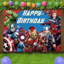 1pcs A Vengers S Uperhero Theme Backdrop, Iron Man C Aptain America S Piderman Party Decorations For Photo Booth, Avengers Alliance Photography Background, Cake Table Decor, Outdoor Indoor Celebration Wall Banner, Backyard Party Photo Prop Supplies, School Event Poster Decor, Bedroom Wall Hanging Art - 多色-A - 查看 6