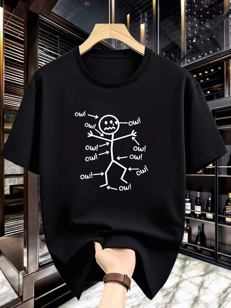 Camiseta unisex de manga corta, camiseta divertida para hombre con la frase "¡Ay!"Hombre de paloCamiseta-HumorísticoconAleatorioPaloFiguraImprimir,TranspirableCortoMangaRedondoCuelloTeeAdecuadoparaHumorAmantes&DoloridoCuerpo,InformalRopaparaFestividades,Regalos,Todos los díasUseplayerashombre, , , Dazymujer,romwehombres, bohochic,maestrasregalos,camisetaparaconjuntos de mujercon curvasparamu,y2k, - Negro - Ver 1
