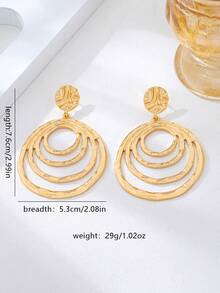 1 Đôi bông tai hình giọt nước rỗng thời trang, thích hợp cho phụ nữ đeo trong các dịp như tiệc tùng và dạ hội. - Vàng - Xem 5
