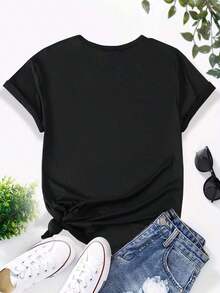 Mujeres Coreano Drama K-Drama Camiseta - Coreano Texto Y K-Drama Citas Imprimir, Corto Manga Redondo Cuello Informal Camiseta Con Coreano Frases Coreano Subtítulos/Inglés Subtítulos), Adecuado Para Primavera Verano, Y Otoño, Tops Para Mujeres, Vacaciones Conjuntos de ropa Para Mujeres-Vintage Calle Estilo Unisexo Suelto Algodón Corto Manga Tripulación Cuello Camiseta 100% algodón puro - Negro - Ver 3