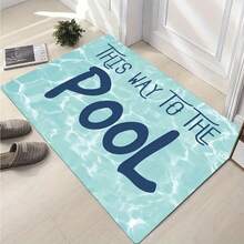 1pc Art Series Water Wave Pattern Pool Quote Decorative Doormat, Vacation Style Personalized Aesthetic, Decorative Carpet, Entryway Mat, Small Rug, Carpet, Mat, Home Decor, Area Small Rug, Outdoor Mat, Bathroom Rug, Washable Rug, Ins Fresh Water Wave Mat, Aesthetic Rug, Atmosphere Rug, Modern Minimalist Soft Furnishing Accent - Multicolor - View 2