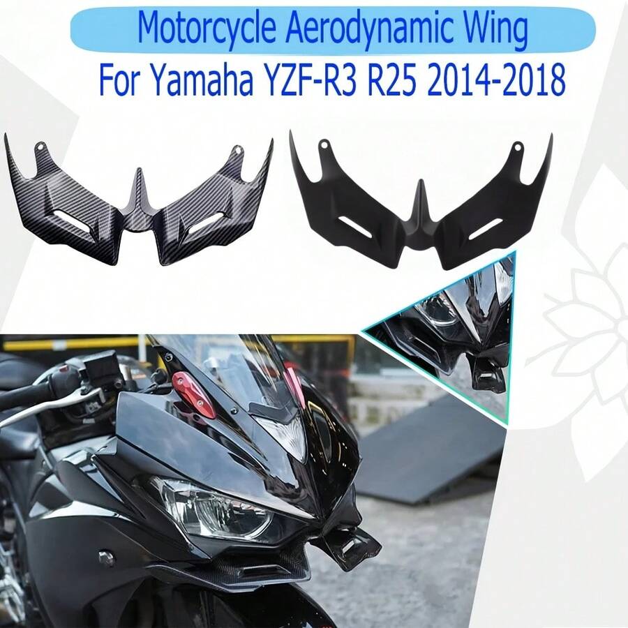 Aerodynamic Front Fairing Winglets For YZF R3/R25 (2014-2018) - Lower Wing Covers And Protectors, Sports Spoiler Upgrade, Motorcycle Accessories, Easy Installation, Appearance Upgrade - Number Six Bird Beak - View 1