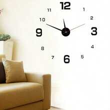 ساعة حائط رقمية صامتة بدون إطار DIY ملصق حائط ديكور للمنزل غرفة المعيشة والمكتب - أسود - مشاهدة 9