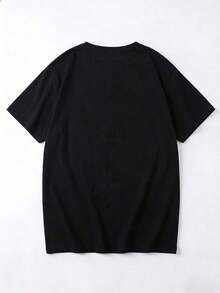 Camiseta de Mujer de Corte Holgado con Cuello Redondo y Manga Corta, Estampado de Letras y Lazos, Casual para Primavera/Verano, Negra Adecuado como regalo. playera de mujer. blusas>elegantes - Negro - Ver 6
