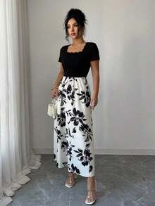 Vestido maxi elegante, exquisito y lujoso de mujer para la primavera/verano 2026 - Negro - Ver 5