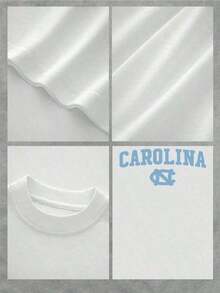 Tops de mujer, Camisas para mujer, Camiseta estampada Carolina para mujer, camiseta casual para el día a día, estilo universitario, tela transpirable y suave, ideal para grandes hermanas o fans de la UNC. ¡Cómoda y elegante! Conjuntos de primavera Y2Y para mujer, blusa para mujer, tops de verano. - Blanco - Ver 5
