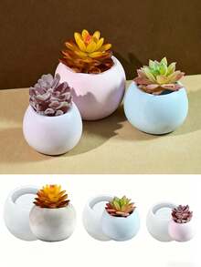矽膠模具 - 極簡橢圓形花盆、香氛收納盒、多肉植物盆 - 矽膠模具適用於樹脂、環氧樹脂和蠟燭製作 - 耐用可重複使用的圓形花盆模具，採開放式設計 - 手工藝品、家居裝飾 - 多色 - 查看 1