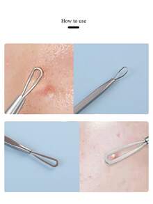 Bộ 2 dụng cụ lấy mụn đầu đen bằng thép không gỉ, thích hợp để làm sạch da mặt, trị mụn trứng cá, mụn đầu trắng, mụn đầu đen, màu bạc. - Nhiều màu - Xem 2