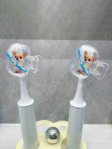 Cute Chihuahua Holding Blue Toothbrush Pattern Portable Toothbrush Holder Set, Includes Toothbrush Cover, Travel Toothbrush Case, Toothbrush Head Protector, Toothbrush Holder, Dust-Proof Toothbrush Protector, Suitable For Home And Travel Use, Travel Toothbrush Holder, Keeps Your Toothbrush Clean And Maintains Oral Health - A - View 5