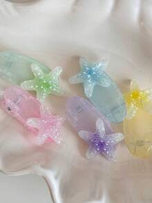 6pcs Girls Delicate Cute INS Style Versatile Hair Clips, Plaid 3D Starfish Side Bangs Decor Hairpins - Multicolor - View 12