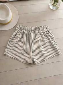 Conjunto de 2 piezas de mujer tejido a rayas de estilo elegante para el verano - Albaricoque - Ver 4