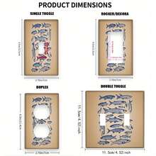 1 pieza Placa de pared de 1 o 2 enchufes con diseño de sardinas estilo escolar, cubierta decorativa de toma de corriente adecuada para decoración de cocina, oficina y hotel - A - Ver 3