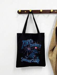 1 Túi vải bố tote in hình "Cô giáo mệt mỏi", túi mua sắm gấp gọn tái sử dụng, túi xách tay phong cách boho tối giản, phù hợp cho công việc, du lịch, mua sắm, đi học, dung tích lớn và dễ mang theo, phù hợp cho thanh thiếu niên, sinh viên đại học và người đi làm, tuyệt vời cho nơi làm việc, tựu trường, trung học, đại học, kỳ nghỉ, phụ kiện phong cách boho dành cho nữ. - Nhiều màu - Xem 5