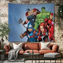 1pcs Cartoon A Vengers S Uperhero Wall Tapestry Backdrop, Iron Man C Aptain America S Piderman Party Decorations For Photo Booth, Cute Hero Team Photography Background, Living Room Bedroom Aesthetic Wall Decor, Outdoor Indoor Celebration Banner, Backyard Party Photo Prop Supplies, School Event Poster Decor, Home Dormitory Wall Hanging Art - 多色-A - 查看 6