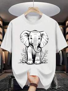 Mangas cortas de moda para deportes de ocio masculinos, estampado 2d con patrón de , elástico y cómodo, adecuado para deportes, viajes, ropa diaria casual - versión convencional de cuello redondo, tejido de punto, camiseta con patrón, camisa cómoda, mangas cortas de moda impresas masculinas - Blanco - Ver 6