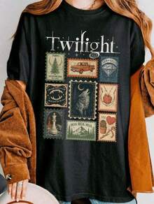 Camiseta Vintage de la Película Twilight para Mujer, Camiseta Gráfica Retro de Vampiros y Lobos, Ropa Clásica de los 2000 con Estética Cinematográfica Y2K, Estilo Gótico de Terror y Romance, Camiseta Retro de la Saga Twilight 2026 - Estilo Urbano Vintage Unisex, Camiseta Holgada de Algodón de Manga Corta con Cuello Redondo, 100% Algodón. - Rojo - Ver 7