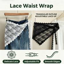 1pc Lace Floral Trim Scarf/Bandana,Beach,Holiday,Travel Essential,Holiday - Black - View 1
