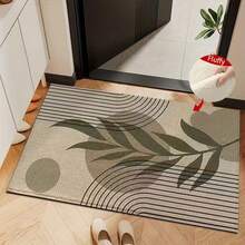 1 pieza Alfombra de baño rectangular de microfibra con diseño de hojas a rayas, estilo creativo y fácil, antideslizante y súper suave, para baño, absorción de agua, lavable a máquina, de bajo espesor, con respaldo de TPR, tejido de punto, para baño, dormitorio, cocina, entrada, uso interior y exterior, accesorios y decoración de baño, regalo perfecto para un nuevo hogar. - A - Ver 4