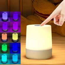 Usb-Powered Touch Control LED Night Light With 3 Adjustable Colors And Dimmable Brightness - Embedded Wall-Mounted Bedroom Decor, Valentine'S Day Gift, Modern Home Ambiance Lighting, Minimalist Lamp, Sleek Cylindrical Design, Smooth End Lamp - White - View 3