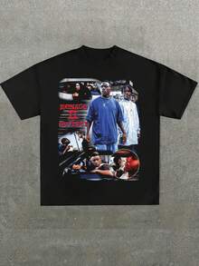 1 Love Jones T-Shirt, Casual Print, Comfortable And Versatile, With Lettering Design, 100% Cotton, 210g, Designs Are Printed. Unisex. - 黑色 4 - 查看 12