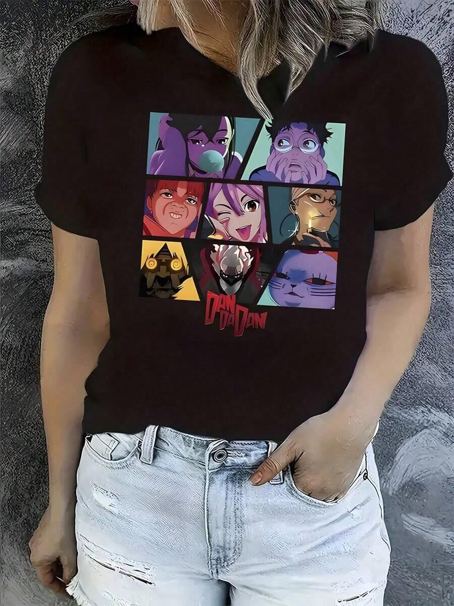 Under The RadarCamiseta de mujer Femenina Camiseta de algodón de manga corta con lindos personajes de anime impresos con un patrón lindo. Camiseta de estilo regular de cuello redondo casual. Fabrica cómoda para todas las estaciones. Adecuado para ropa diaria. Tops de mujer. Promoción de camisetas para mujeres. Hermosas camisas de las mujeres. Camisas elegantes para mujeres. - Camiseta unisex de algodón holgada de manga corta y cuello redondo estilo vintage urbano. - Negro - Ver 1