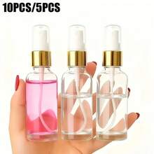 10pcs/5pcs Transparent Glass Spray Bottles 1.01 Oz/1.69 Oz/3.38 Oz Travel Bottles And Containers Featuring Stylish Golden Leak-Proof Caps Suitable For Health Travel Personal Care - 10 gói* (30 ml) 1,01 oz - Xem 2
