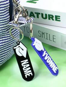Custom Graduation Name Keychain, Personalized Cap Charm Key Chain, Minimalist Academic Keychains For Class Celebration, Customized Backpack Pendant - Style C - View 3