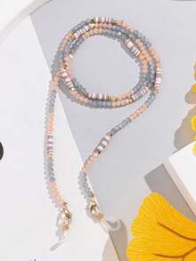 1pc Crystal Soft Clay Eyeglasses Chain, Casual Daily Accessory - Pink - View 3