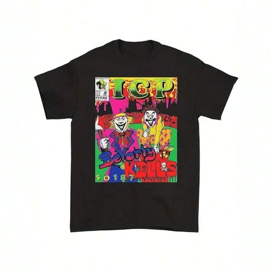 Camiseta gráfica  con estampado nostálgico de los 90, camiseta de manga corta con estampado de dibujos animados, estilo urbano chic para uso diario para adolescentes. - Negro - Ver 1
