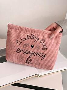 1pc Bridal Makeup Bag, Travel Toiletry Bag, Bridal Party Gift, Gift For Bride, Bridesmaid And Best Friend, Beach Travel Essential - Multicolor - View 3