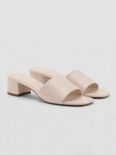 2026 Spring/Summer Korean Style Elegant Square Toe One-Strap Sandals High Heel Slippers For Women