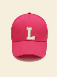1pc Kids 26 Letters Pattern Baseball Cap, Toddler Boys & Girls Sun Protection Hat, Suitable For Outdoor Daily Wear, Provides UV Protection - Hot Pink - View 4