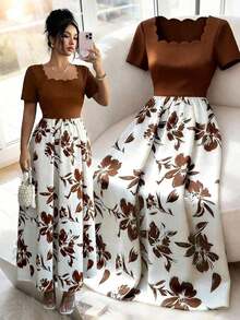 Vestido maxi elegante, exquisito y lujoso de mujer para la primavera/verano 2026 - Óxido marrón - Ver 1