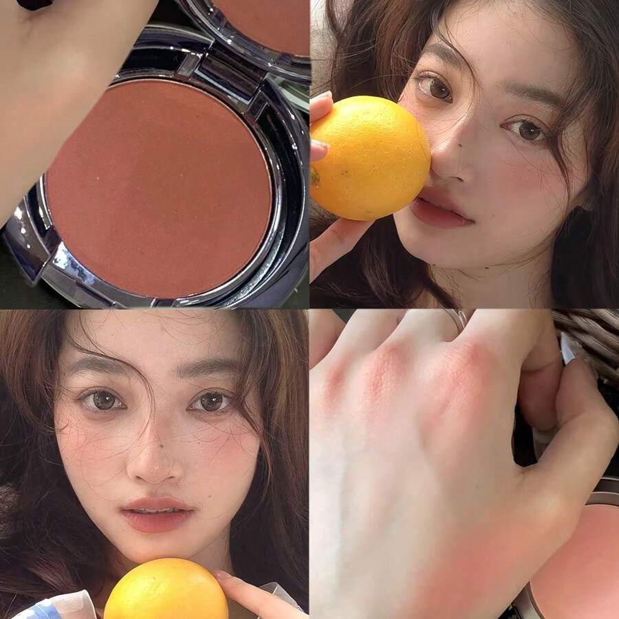 HERORANGE Rubor de Terciopelo Polvo Ultrafino Suave Acabado Aterciopelado Tonos Nude Naturales Apagados Ilumina la Tez Crea un Look Coreano Femenino Alta Pigmentación Mezclable Maquillaje Diario para Mejillas Imprescindible