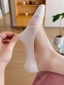 5 đôi tất nữ mùa hè mỏng, trong suốt, thoáng khí, kiểu tất lưới cổ ngắn, đa năng, thích hợp làm quà tặng - Nhiều màu - Xem 5