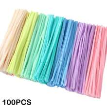 100 piezas de tallos de chenilla multicolor de 30 cm, limpiapipas para manualidades del Día de San Patricio, flores, etc. Incluye tallos de 40 cm y vendas de 30 tamaños para elegir. [Nota: El color del macaron es aleatorio] - Limpiapipas, 100 unidades por paquete - Ver 13