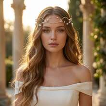 1pc Handmade Faux Pearl & Rhinestone Bridal Headband, Gold Tone Wavy Hair Vine With Ribbon, Elegant Wedding Headpiece For Brides & Bridesmaids,Elegant Faux Pearl Crystal Hair Vine, Bohemian Bridal Headband With Ribbon Tie, Romantic Wedding & Party Hair Accessory For Women,Glam Gold Faux Pearl & Rhinestone Hair Chain, Delicate Wavy Bridal Headband, Adjustable Wedding Hair Accessory For Special Occasions,Festival,Birthday - Gold - View 9