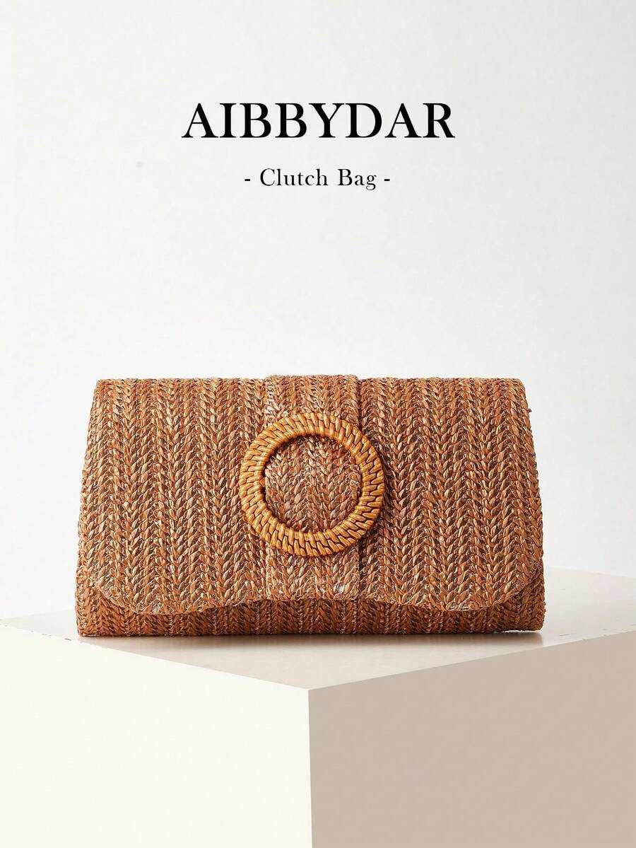 AIBBYDAR Túi cầm tay dệt thời trang nữ, túi cói, màu nâu cà phê, túi dệt sành điệu, vật dụng cần thiết cho mùa hè, đi biển, kỳ nghỉ, du lịch, đi làm. Túi đeo chéo đa năng dành cho nữ, túi đựng mỹ phẩm, phong cách thường ngày, tối giản, vật dụng cần thiết cho kỳ nghỉ. - Cà phê nâu - Xem 1