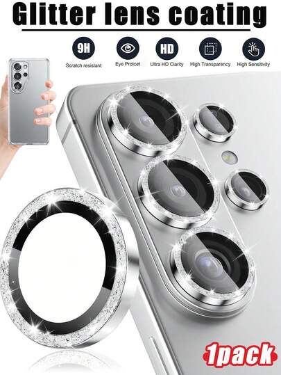 1 miếng - Miếng dán màn hình ống kính hình mắt đại bàng lấp lánh màu bạc, phù hợp với Galaxy S26 Ultra/S23/S24/S25/S25 Plus/S25 Ultra/Z Flip/Z Fold và các dòng máy khác. Miếng dán bảo vệ ống kính camera màu bạc này có thiết kế vòng kim loại độc lập, chống trầy xước, siêu trong suốt và độ bám dính cao. Được làm từ chất liệu kính cường lực 9H, dễ dàng lắp đặt và tương thích với các loại ốp lưng điện thoại. Một phụ kiện thời trang không thể thiếu dành cho phái nữ.