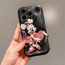 Disney Minnie Mouse Phone Case, Official Disney Minnie Mouse Character Design, Love-Themed Minnie With Red Heart Protective Cover. Compatible With IPhone 17, 16, 15, 14, 13, 12, 11 Pro Series, Featuring Plush-Style Minnie Holding A Heart-Shaped Pillow With "Love, Minnie" Text On A Black Leather Background, Perfect For Disney Fans And Minnie Lovers To Showcase Their Favorite Character, Ideal For Birthdays, Holidays, Anniversaries, Graduation Gifts, Or Any Special Occasion To Surprise Family, Friends, Classmates, And Loved Ones. - trắng - Xem 2