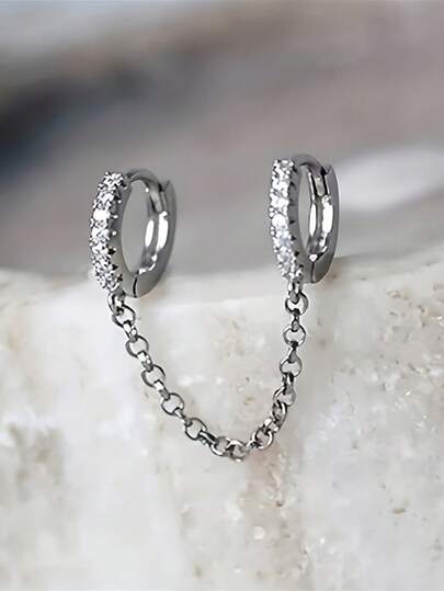 Classic Elegant Chain Tassel Pierced Earrings, Suitable For Women's Engagement Party Wear