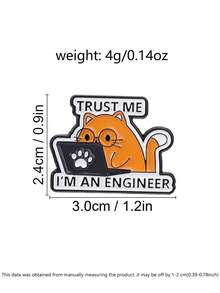 Pin esmaltado "Confía en mí, soy un ingeniero", insignia con tema de programador, diseño de gato, accesorio de moda único, regalo perfecto para amantes de la tecnología - Naranja - Ver 3