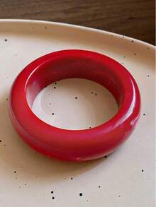 1 pièce Bracelet large asymétrique en résine géométrique, bracelet large en résine rouge rétro exagéré de personnalité élégante de niche, bracelet ouvert motif marbre de conception de niche, accessoires multicouches de style palais français de même conception - Multicolore - Voir 4