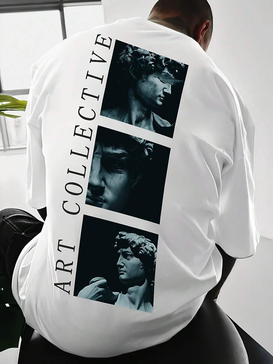 Camiseta de moda con estampado para hombre - Blanco - Ver 1