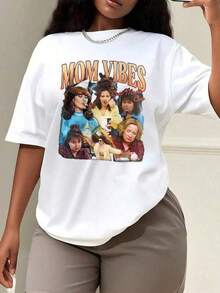 Mother Day OutfitCool Mom Club, Funny Mom Print T-Shirts, Plus Size T-Shirts, Cotton Women's Tops, Women's Casual Shirts, Women's Casual Shirts, Women's T-Shirts, Women's Fall Clothing, TopLoose And Comfortablemother Day Outfit Tops Women SummerRopa De Mujer / Ropa De Mujer De Uso Diario / Blusas, Camisas Y Camisetas De Mujer / Camisetas De Mujer Ropa Deportiva Basicos Mujer Short Playeras Para Hombre - Blanco - Ver 1