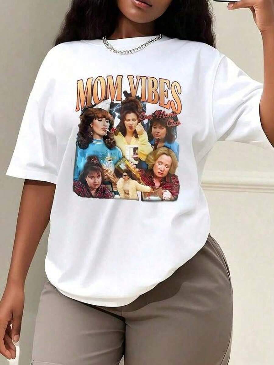 Mother Day OutfitCool Mom Club, Funny Mom Print T-Shirts, Plus Size T-Shirts, Cotton Women's Tops, Women's Casual Shirts, Women's Casual Shirts, Women's T-Shirts, Women's Fall Clothing, TopLoose And Comfortablemother Day Outfit Tops Women SummerRopa De Mujer / Ropa De Mujer De Uso Diario / Blusas, Camisas Y Camisetas De Mujer / Camisetas De Mujer Ropa Deportiva Basicos Mujer Short Playeras Para Hombre - Blanco - Ver 1