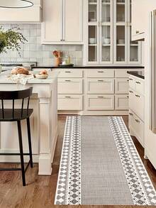 1pc Long Hallway Runner Rug, Walkable Carpet, Washable And Foldable, Polyester Material, Nordic Style Long Floor Mat, Suitable For Hallway, Entryway, Kitchen, Laundry Room, Bedroom Bedside, Farmhouse, Living Room, Patio, Shoe Changing Area, Balcony, Entrance, Leisure Area And More Multi-Area Use, Home Decor Room Decoration - 1PC - View 5
