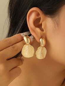 Pendientes elegantes y minimalistas con diseño de hoja, pendientes retro de hoja de árbol para mujeres - pendientes - Ver 16